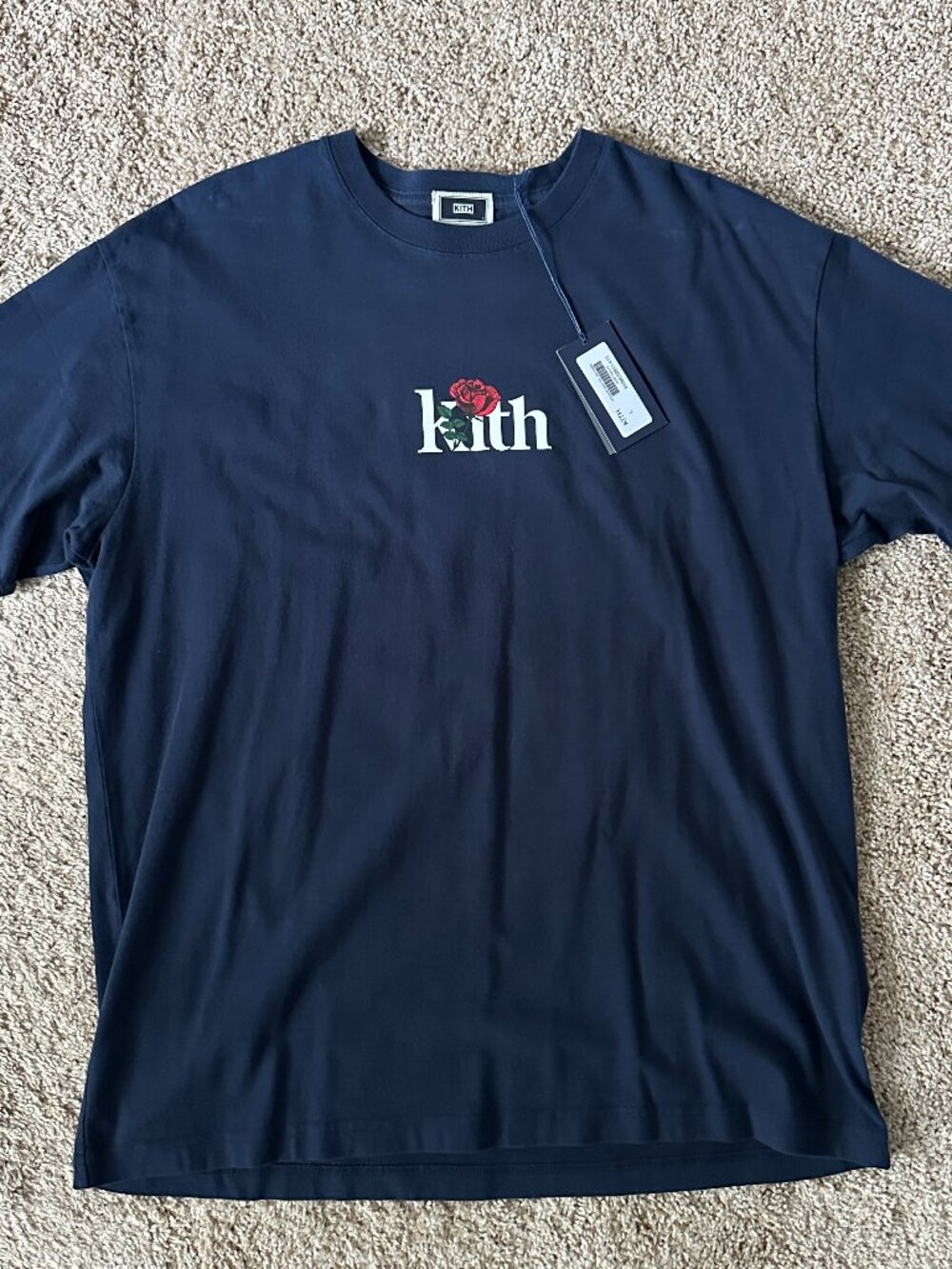 NWT Kith Rose Serif T-Shirt - Navy Blue - Size Large - SOLD OUT & RARE